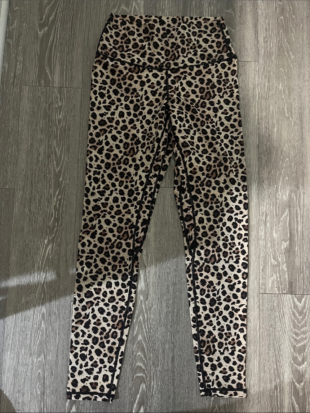 High-Waist Leopard Print Leggings in Tan & Black